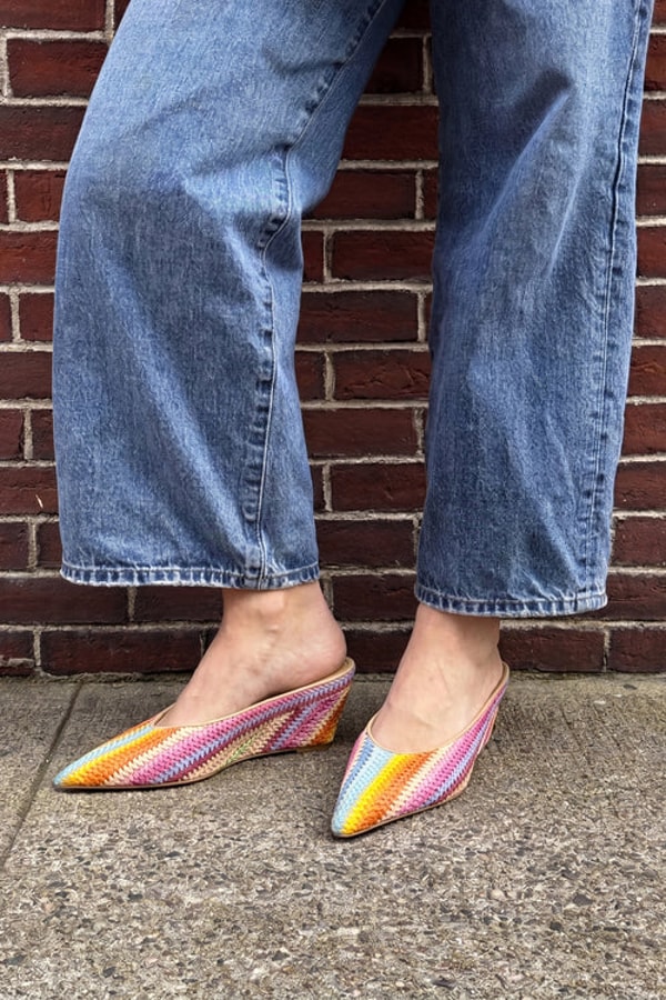 Larroude Loulou Mule Rainbow Raffia Review
