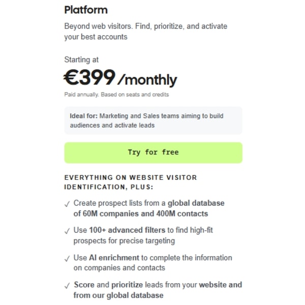 Leadfeeder Platform Plan Review