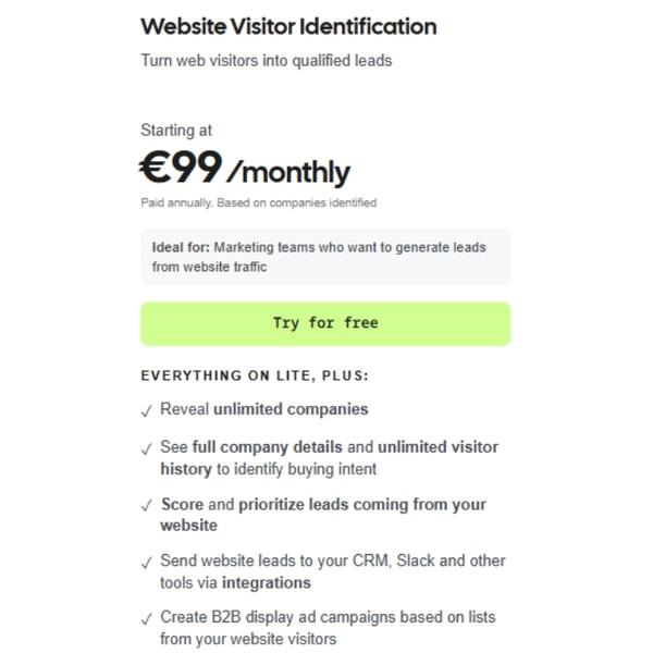 Leadfeeder Website Visitor Identification Plan Review