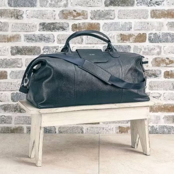 Lillian Vernon Navy Genuine Leather Monogrammed Duffel Bag Review