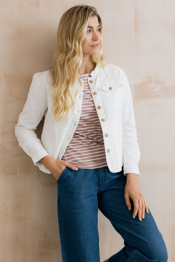 Lily & Me Seren Stretch Cotton Twill Jacket White Review