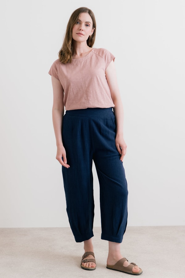 Lily & Me Sail Linen Blend Cropped Trousers Navy Review