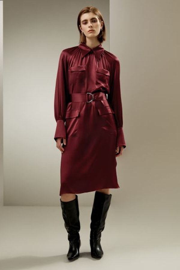 LILYSILK Factory Jam Red Silk Charmeuse Trench Dress Review
