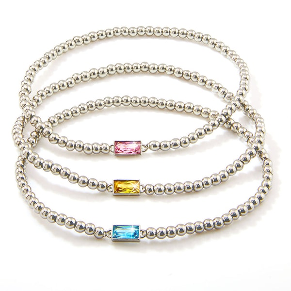 Limoges Jewelry Silvertone Baguette Crystal Beaded Stretch Bracelet Review