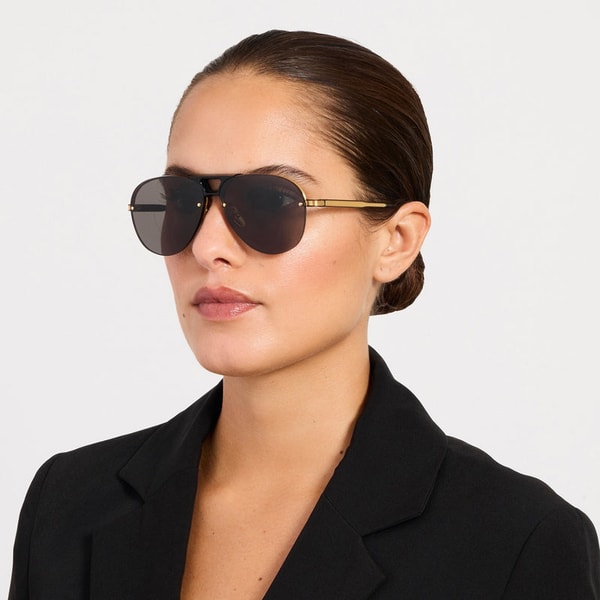 Linda Farrow Taya Sunglasses in Matt Nickel and Black Review