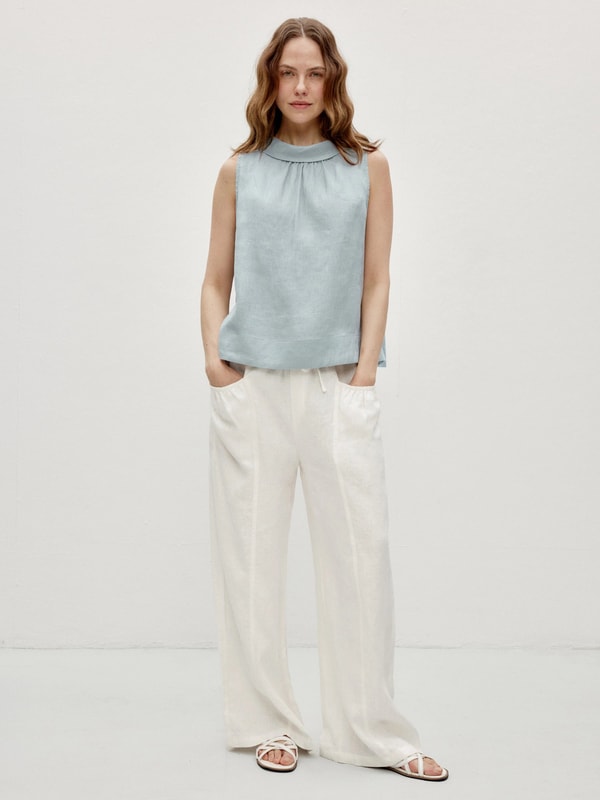 Linen Still Full Elastic Waist Patch Pocket Classic Pants Review