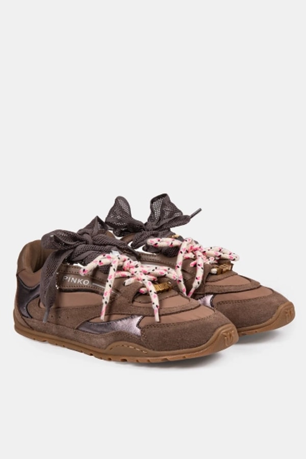 LKJ Fashion World PINKO sk&oacute;rzane sneakersy brązowe damskie Yulia 01 Opinia