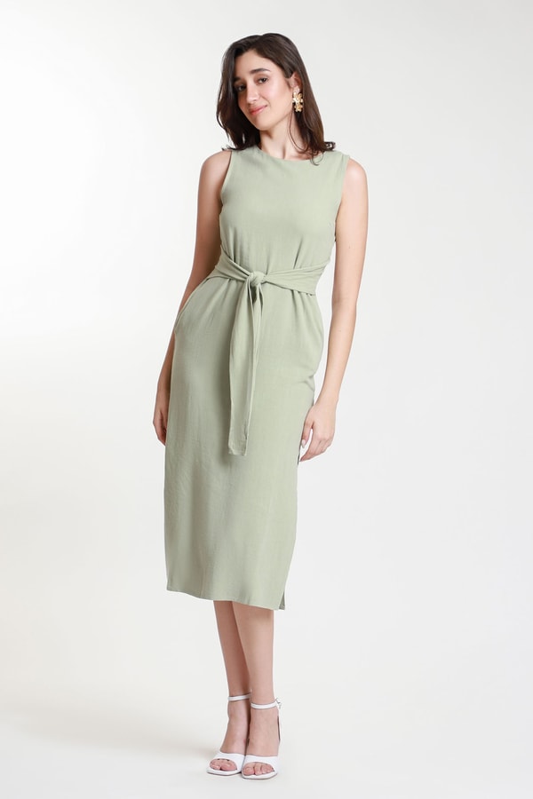 LOB Vestido Midi Sin Manga Smock Rese&ntilde;a