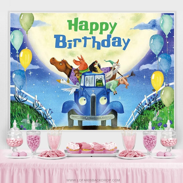 Lofaris Cartoon Blue Truck Balloon Themed Birthday Backdrop Review