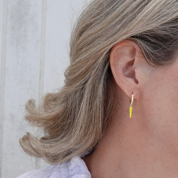 Loulerie Yellow Enamel Crystal Spike Huggies Review