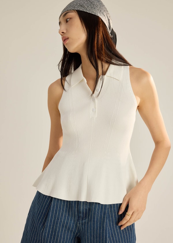 Ulasan Love Bonito Knit Peplum Polo Top 