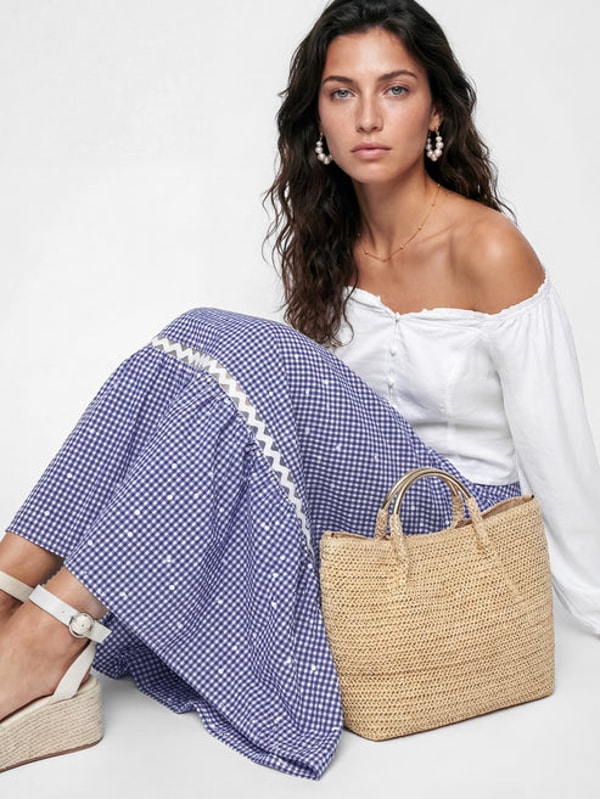 Lovedrobe Blue Gingham & Polka Dot Midi Skirt Review