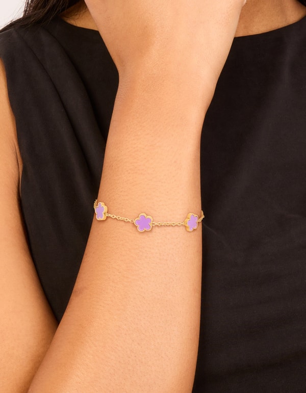 Lovisa Waterproof Gold Plated Stainless Steel Light Purple Petal Flower Charm Bracelet Review