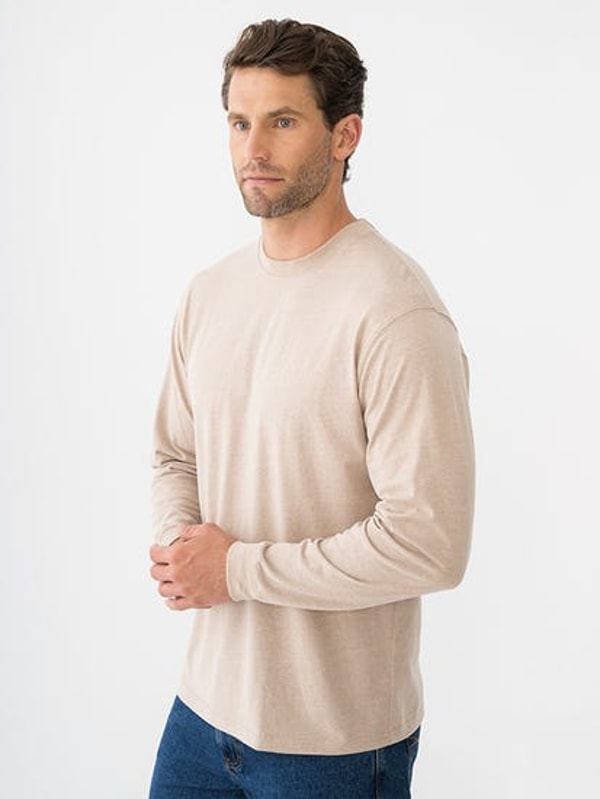 Lowes Menswear Lowes Long Sleeve Crew Neck Top Oatmeal Review