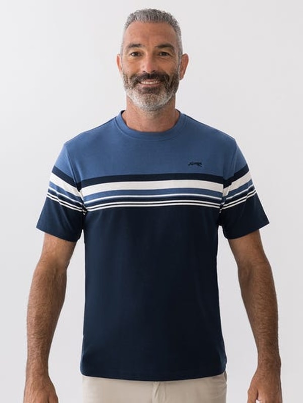 Lowes Menswear Cougars Stripe T-Shirt French Blue Navy Off White Review