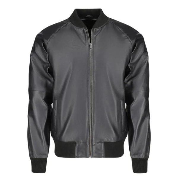 Lusso Leather Black Bomber Style Ribbed Jacket Review