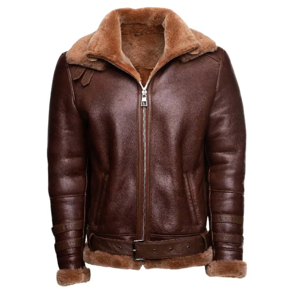 Lusso Leather Phan's Brown Aviator Bomber Shearling Jacket Review