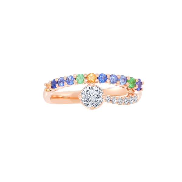 MaBelle The Leo Diamond 18K 紅色黃金天然鑽石/寶石戒指 評論