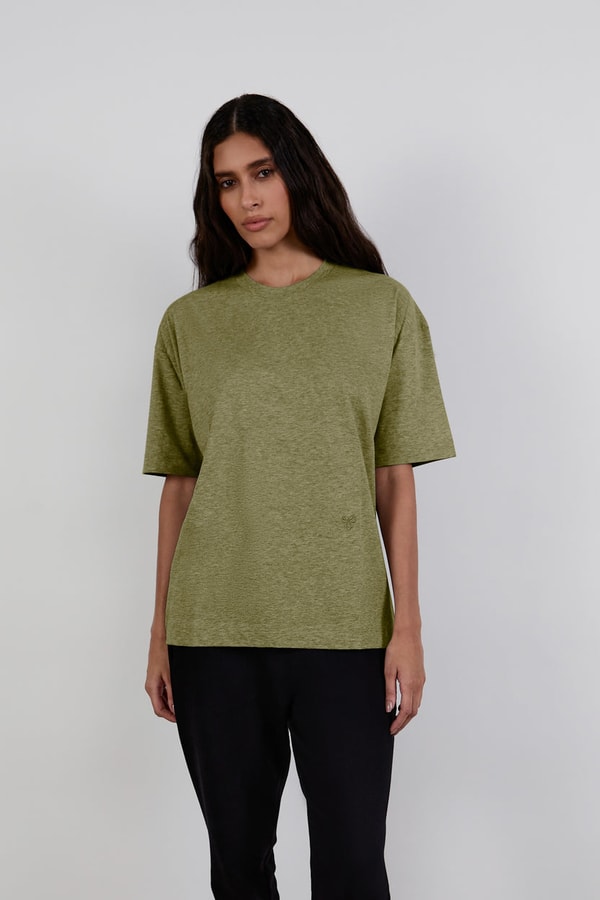 Made With Manners Oversized T-Shirt Military Melange Reviews