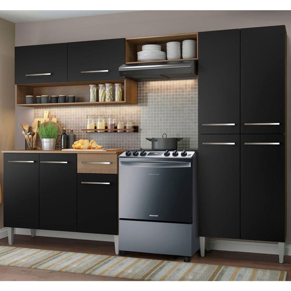 Madesa Cocina Integral 229cm Marr&oacute;n/Negro Emilly Pop 02 Rese&ntilde;a