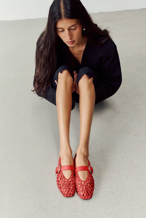 Maguire Shoes Aveiro Red Woven Ballerina Reviews