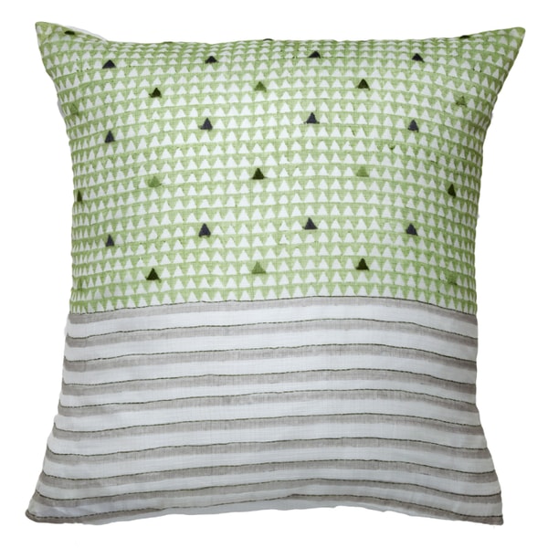 Marigold Living Silk Embroidered Green Pillow Cover: Triangles-Stripes Block Print Review