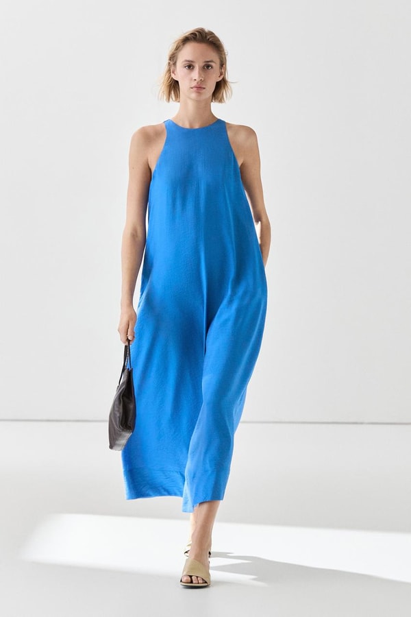 Massimo Dutti Vestido largo halter fluido Review
