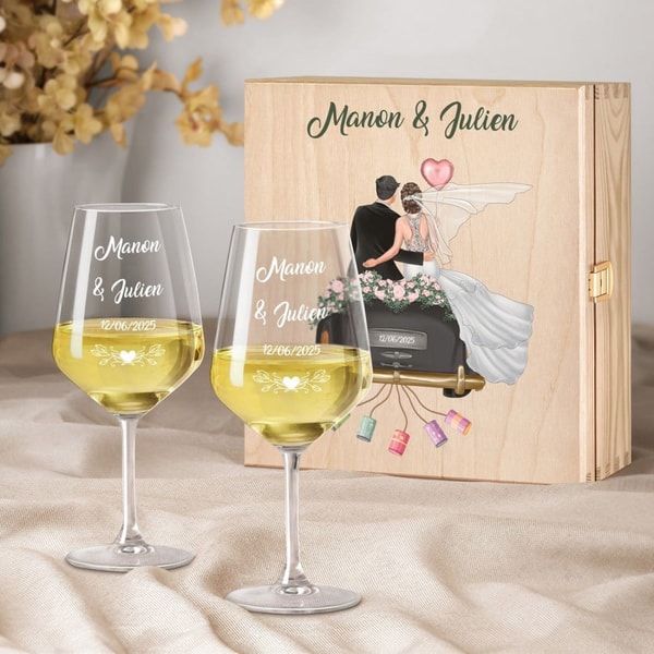 MAVERTON Set de verres &agrave; vin grav&eacute;s Avis
