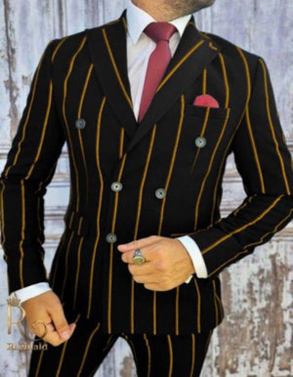 Mens Tuxedo USA Mens Double Breasted Gangster Six Button Suit in Black Review