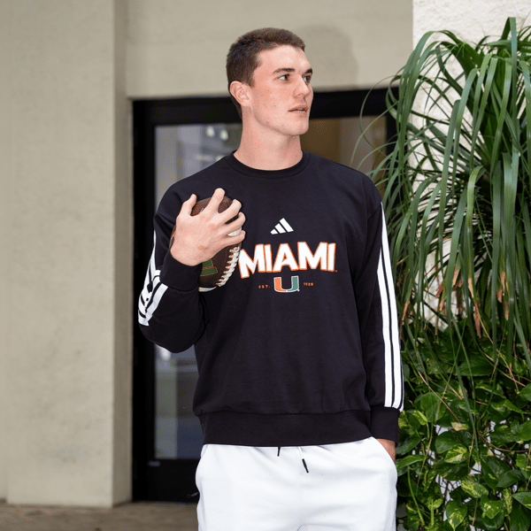 Miami Team Store adidas Miami Hurricanes Black Sideline Crewneck Sweatshirt Review