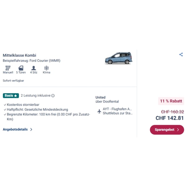 Mietwagen Check Ford Courier Bewertung
