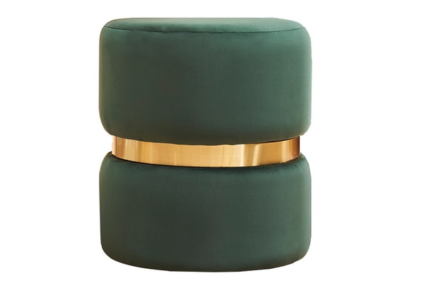 Miliboo Puf redondo de terciopelo verde oscuro y metal dorado D40 cm JOY Rese&ntilde;a