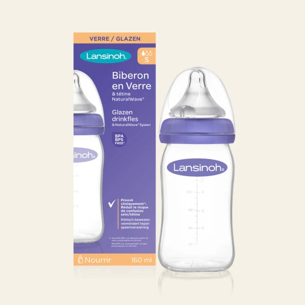 Milk Bar Lansinoh Glazen Babyfles 160ml met NaturalWave Speen Beoordeling