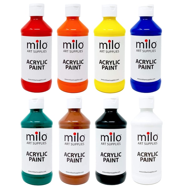 Milo Art Supplies Acrylic Paint 8 oz Bottles Set of 8 Review