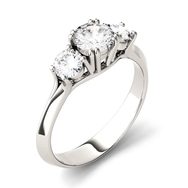 Moissanite Outlet 1.06 CTW DEW Round Moissanite Three-Stone Ring in 14K White Gold Review