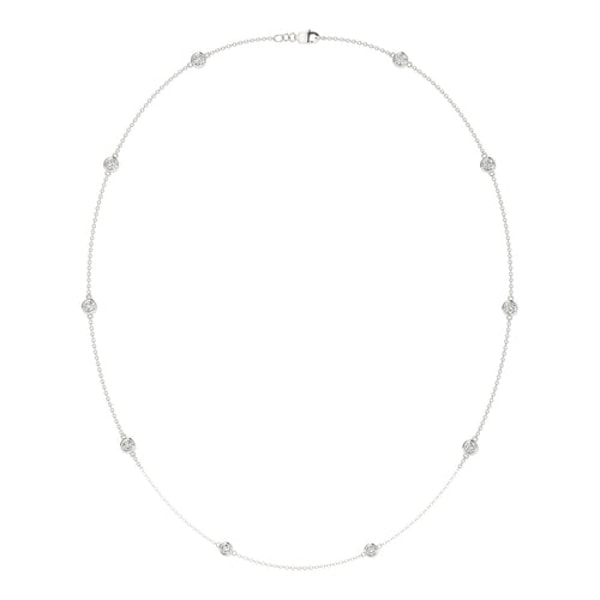 Moissanite Outlet 0.96 CTW DEW Round Moissanite Ten-Stone Station Necklace in Sterling Silver Review