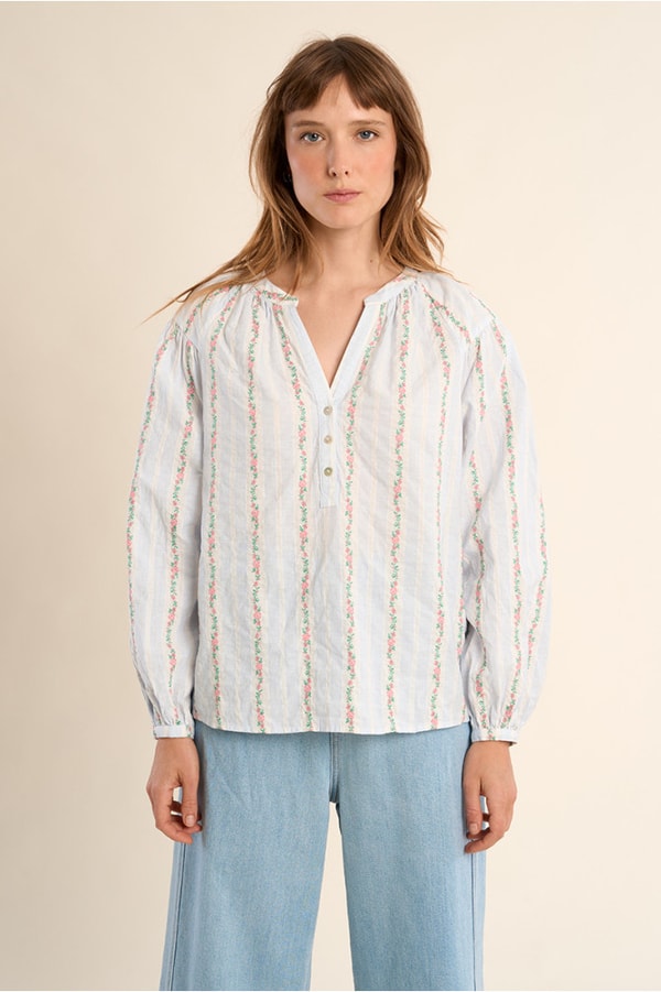 Blouse en coton ray&eacute;e Avis