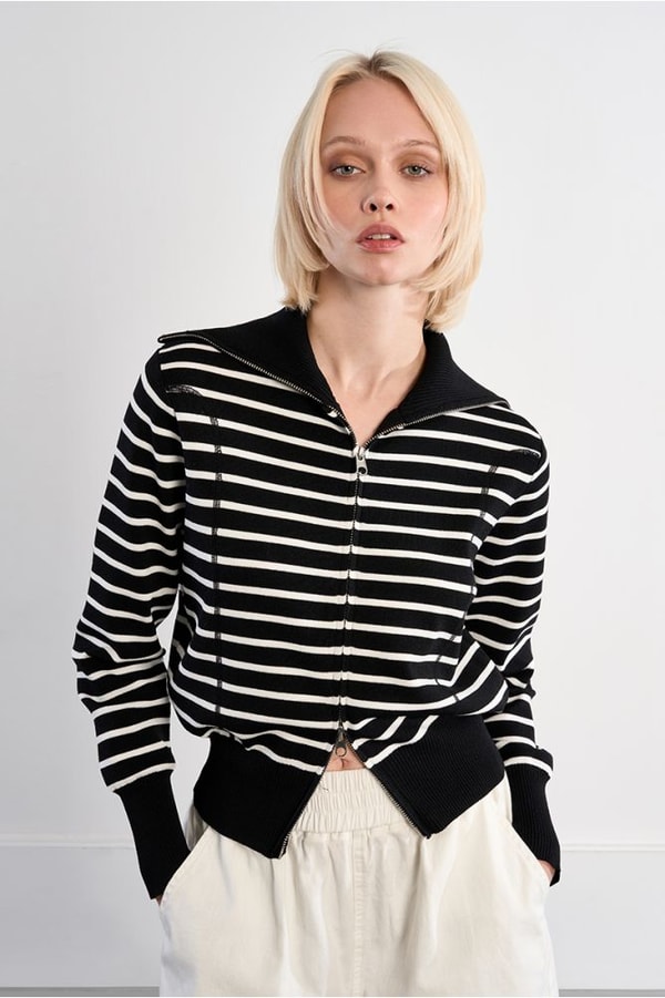 Gilet double-zipp&eacute; ray&eacute; Avis