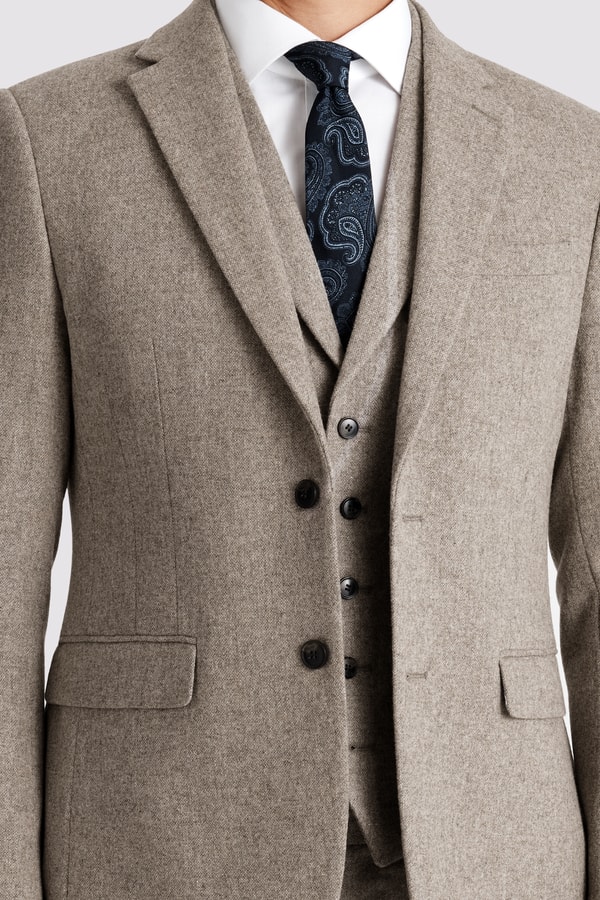 Moss Bros Hire Slim Fit Stone Donegal Tweed Suit Review