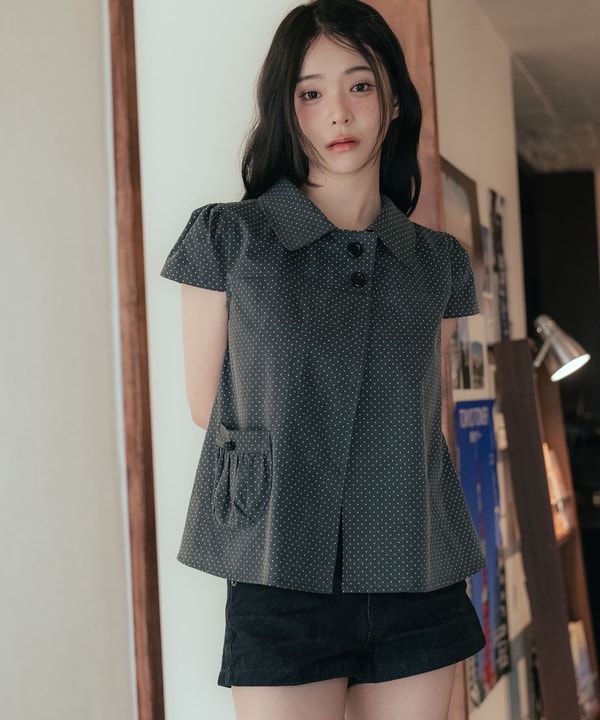 Musinsa Hish School Disco Dot Button Puff Sleeve Blouse Review