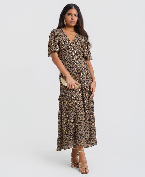 Needs No Label Ruffle Animal Foil Midi Dress review