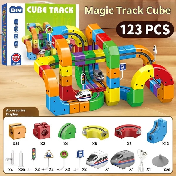 newgame Small Train Track Cube Electric Assembled Building Block Toys Review