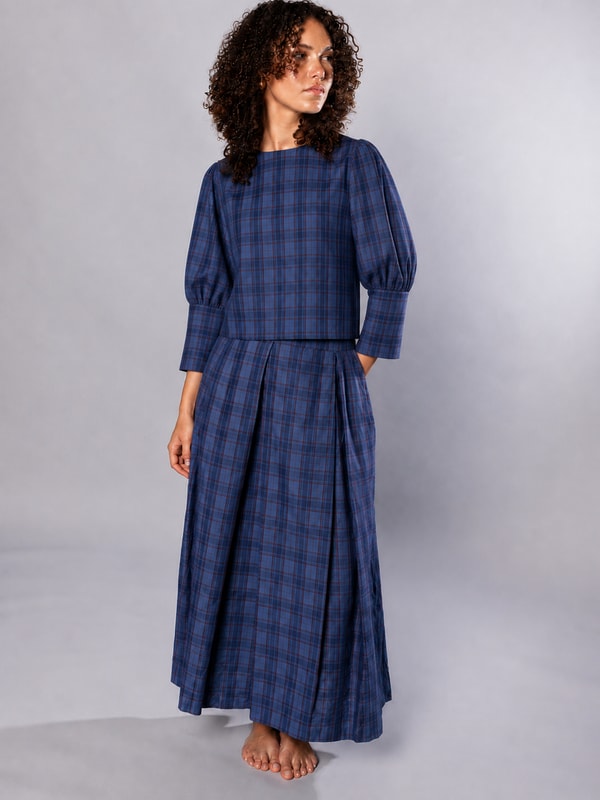 No More Nobody Navy Check Irish Linen Blouse Review