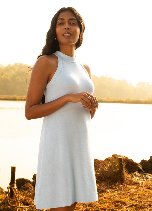 No Nasties Mint Blue Knit Halter Mini समीक्षा
