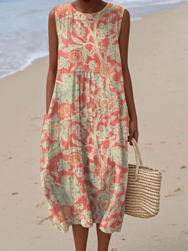 Noracora Femmes Floral Orange Col Rond Confortable Robe Maxi D&eacute;contract&eacute; Avis