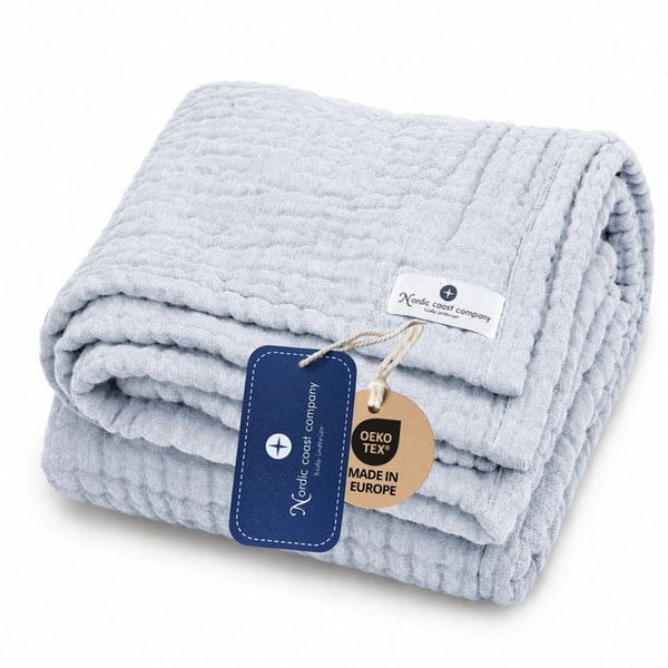 Nordic Coast Company Musselin Decke Blau Bewertung