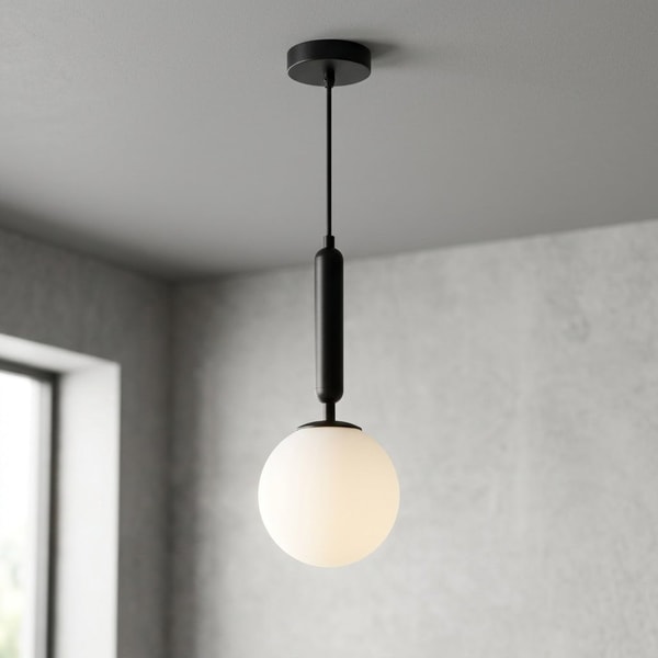 Northline Home Black Glass Globe Pendant Light Fixture - Nordic Style, 12 inches Review