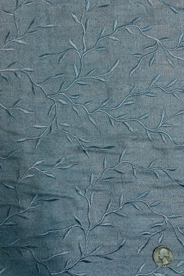 NY Designer's Sky Blue Embroidered Silk Linen Review