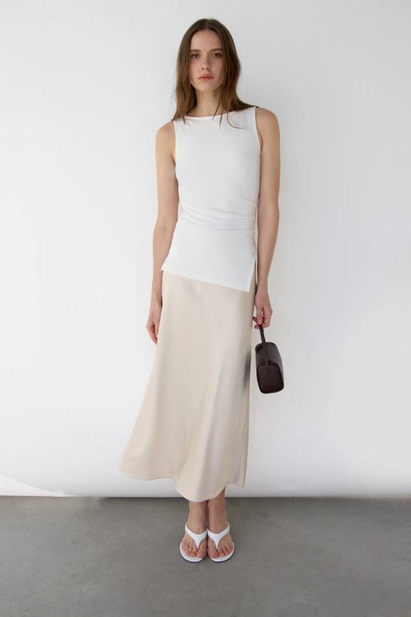 OAK + FORT Satin Maxi Skirt Review