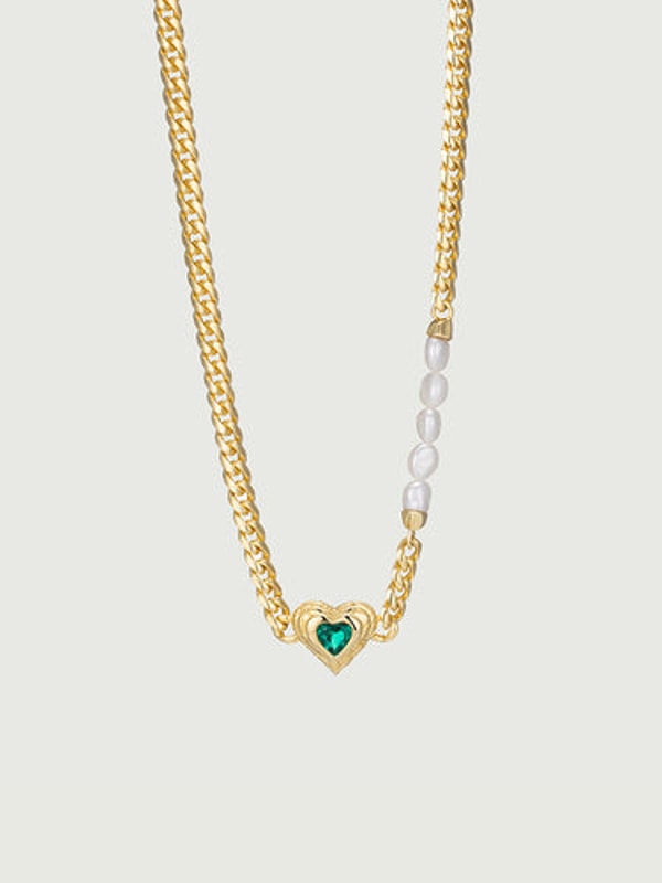 OBY Jewelry Heart Cut Lab Grown Emerald Pearl Cuban Link Chain Review